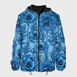 Куртка с капюшоном мужская Синие цветы, цвет: 3D-черный