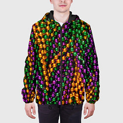Куртка с капюшоном мужская Разноцветные буссы, цвет: 3D-черный — фото 2