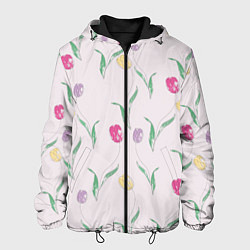 Куртка с капюшоном мужская Цветут тюльпаны, цвет: 3D-черный