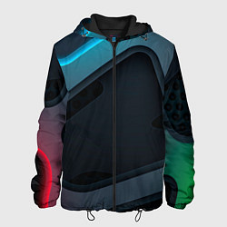 Куртка с капюшоном мужская Абстракция металл, цвет: 3D-черный