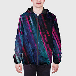 Куртка с капюшоном мужская Неоновая стена, цвет: 3D-черный — фото 2
