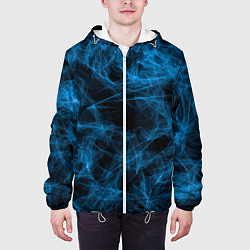 Куртка с капюшоном мужская Синий дым текстура, цвет: 3D-белый — фото 2