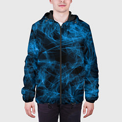 Куртка с капюшоном мужская Синий дым текстура, цвет: 3D-черный — фото 2