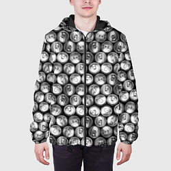Куртка с капюшоном мужская Жестяные банки - вид сверху - паттерн, цвет: 3D-черный — фото 2