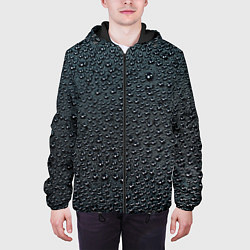 Куртка с капюшоном мужская Блестящие мокрые капли на темном чёрном фоне, цвет: 3D-черный — фото 2