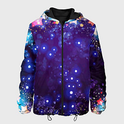 Куртка с капюшоном мужская Звездочки - космическое небо, цвет: 3D-черный