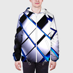 Куртка с капюшоном мужская Неоновые плиты киберпанк, цвет: 3D-белый — фото 2