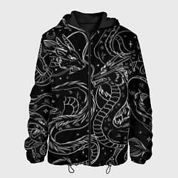 Куртка с капюшоном мужская Дракон - унесенные призраками: тату на черном, цвет: 3D-черный