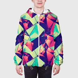 Куртка с капюшоном мужская Нейро геометрический паттерн, цвет: 3D-белый — фото 2