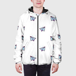 Куртка с капюшоном мужская Бумажные самолетики, цвет: 3D-черный — фото 2