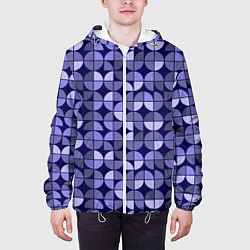Куртка с капюшоном мужская Фиолетовая геометрия Ретро паттерн, цвет: 3D-белый — фото 2