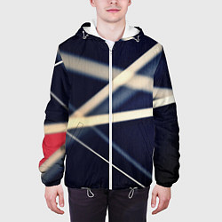 Куртка с капюшоном мужская Полосатая абстракция, цвет: 3D-белый — фото 2