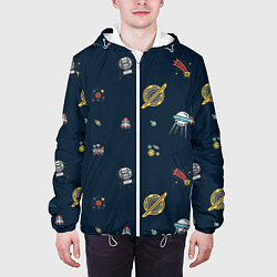 Куртка с капюшоном мужская Паттерн - галактика, цвет: 3D-белый — фото 2
