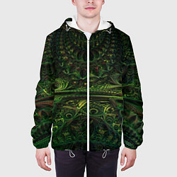 Куртка с капюшоном мужская Зелёные древние скрижали паттерн, цвет: 3D-белый — фото 2