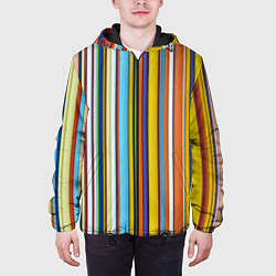 Куртка с капюшоном мужская Абстрактное множество разноцветных листов, цвет: 3D-черный — фото 2