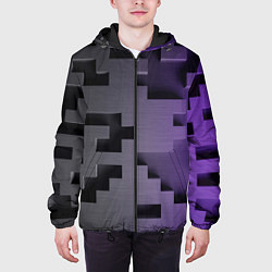Куртка с капюшоном мужская Кубический лабиринт, цвет: 3D-черный — фото 2
