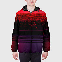 Куртка с капюшоном мужская Пурпурный закат-арт, цвет: 3D-черный — фото 2
