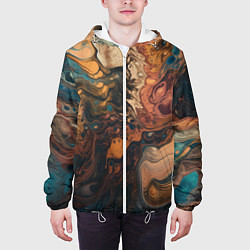 Куртка с капюшоном мужская Иллюстрация нейросети в стиле флюид арта, цвет: 3D-белый — фото 2