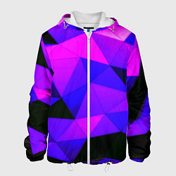 Куртка с капюшоном мужская Неоновые треугольники, цвет: 3D-белый