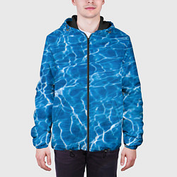 Куртка с капюшоном мужская Текстурный водяной паттерн, цвет: 3D-черный — фото 2