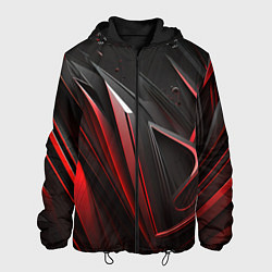 Куртка с капюшоном мужская Объемные красные и черные полосы, цвет: 3D-черный