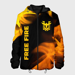 Куртка с капюшоном мужская Free Fire - gold gradient: надпись, символ, цвет: 3D-черный