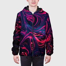 Куртка с капюшоном мужская Неоновые краски во тьме, цвет: 3D-черный — фото 2