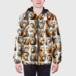 Куртка с капюшоном мужская Орангутаны, цвет: 3D-черный — фото 2