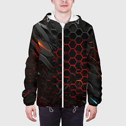 Куртка с капюшоном мужская Объемные плитки, цвет: 3D-белый — фото 2