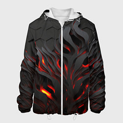 Куртка с капюшоном мужская Объемное черное пламя, цвет: 3D-белый