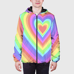 Куртка с капюшоном мужская Сердце - пастельные цвета, цвет: 3D-черный — фото 2