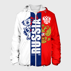Куртка с капюшоном мужская Russia national team: white blue red, цвет: 3D-белый