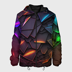 Куртка с капюшоном мужская Яркие неоновые объекты, цвет: 3D-черный