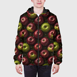 Куртка с капюшоном мужская Сочная текстура из яблок, цвет: 3D-черный — фото 2