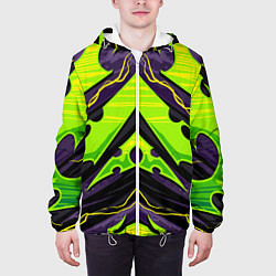 Куртка с капюшоном мужская Ядовитый экстримальный узор, цвет: 3D-белый — фото 2