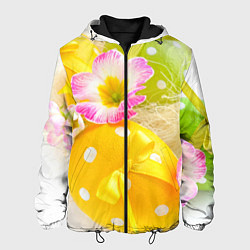 Куртка с капюшоном мужская Пасхальные яйца и цветы, цвет: 3D-черный