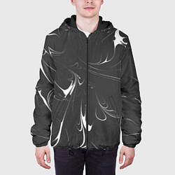 Куртка с капюшоном мужская Черно-белый узор, цвет: 3D-черный — фото 2