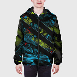 Куртка с капюшоном мужская Зеленая объемная абстракция, цвет: 3D-черный — фото 2