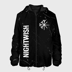 Куртка с капюшоном мужская Nightwish glitch на темном фоне: надпись, символ, цвет: 3D-черный