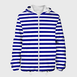 Куртка с капюшоном мужская Тельняшка синяя ВМФ, цвет: 3D-белый