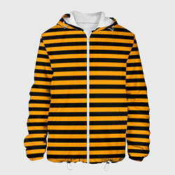 Куртка с капюшоном мужская Черно-оранжевые полосы - пчелиный образ, цвет: 3D-белый