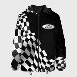 Куртка с капюшоном мужская Ford racing flag, цвет: 3D-черный