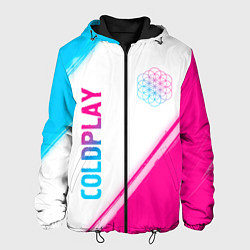 Куртка с капюшоном мужская Coldplay neon gradient style: надпись, символ, цвет: 3D-черный