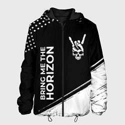 Куртка с капюшоном мужская Bring Me the Horizon и рок символ на темном фоне, цвет: 3D-черный