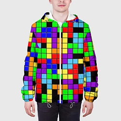 Куртка с капюшоном мужская Тетрис цветные блоки, цвет: 3D-белый — фото 2