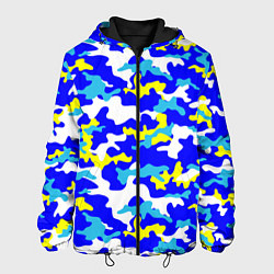 Куртка с капюшоном мужская Камуфляж летнее небо, цвет: 3D-черный