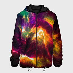 Куртка с капюшоном мужская Небула в космосе разноцветная - нейронная сеть, цвет: 3D-черный