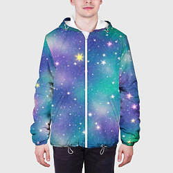 Куртка с капюшоном мужская Космическое сияние волшебное, цвет: 3D-белый — фото 2