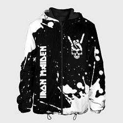 Куртка с капюшоном мужская Iron Maiden и рок символ на темном фоне, цвет: 3D-черный