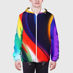 Куртка с капюшоном мужская Абстракция красок мазками, цвет: 3D-белый — фото 2